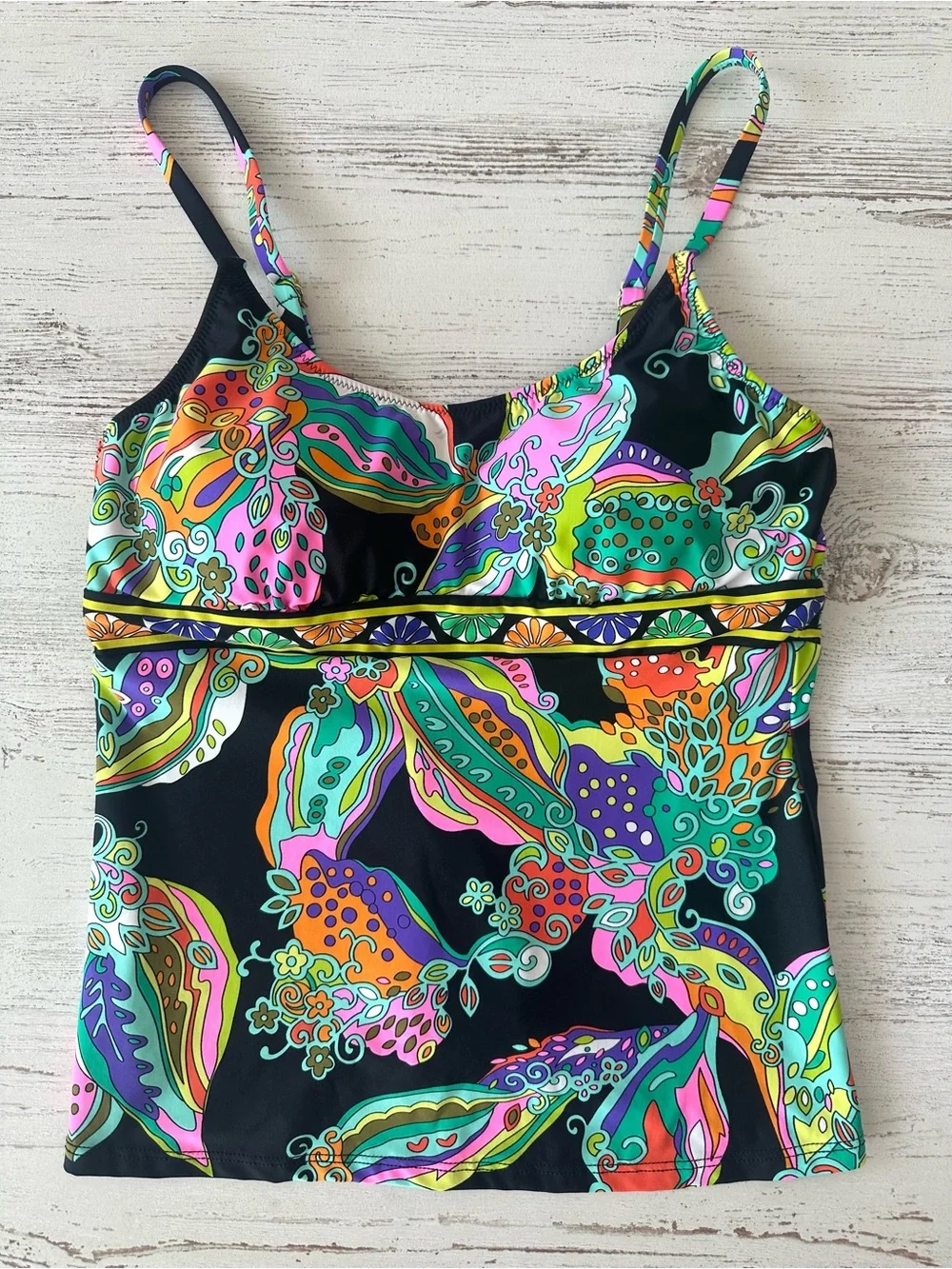 NWT TRINA TURK Sea Garden Wireless Tankini Top 10